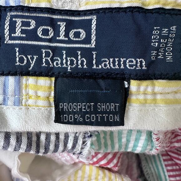 Polo Ralph Lauren Prospect Short Mens 34 Multicolor Striped Seersucker Patchwork - Picture 4 of 8
